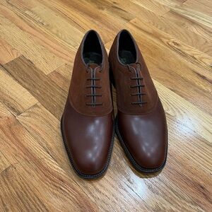 JM Weston Brown Leather and Suede Oxfords